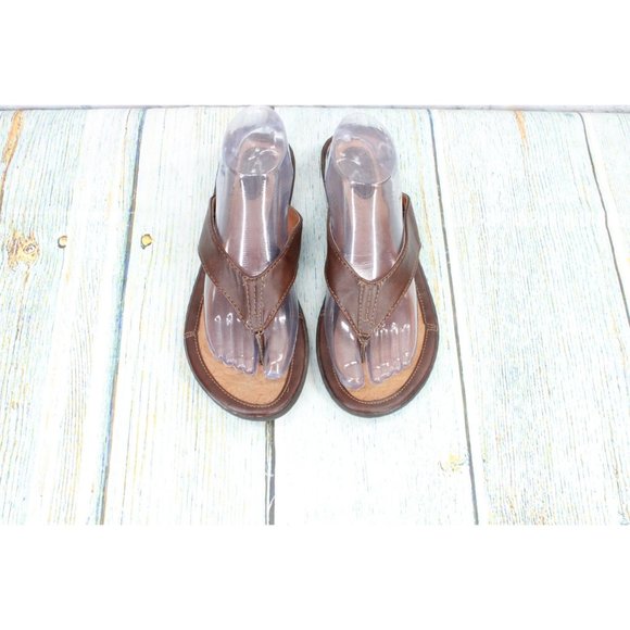 Boc Zita Brown Leather Flip Flop Thong Lightweight Outsole Sandals 9 M - Picture 5 of 9